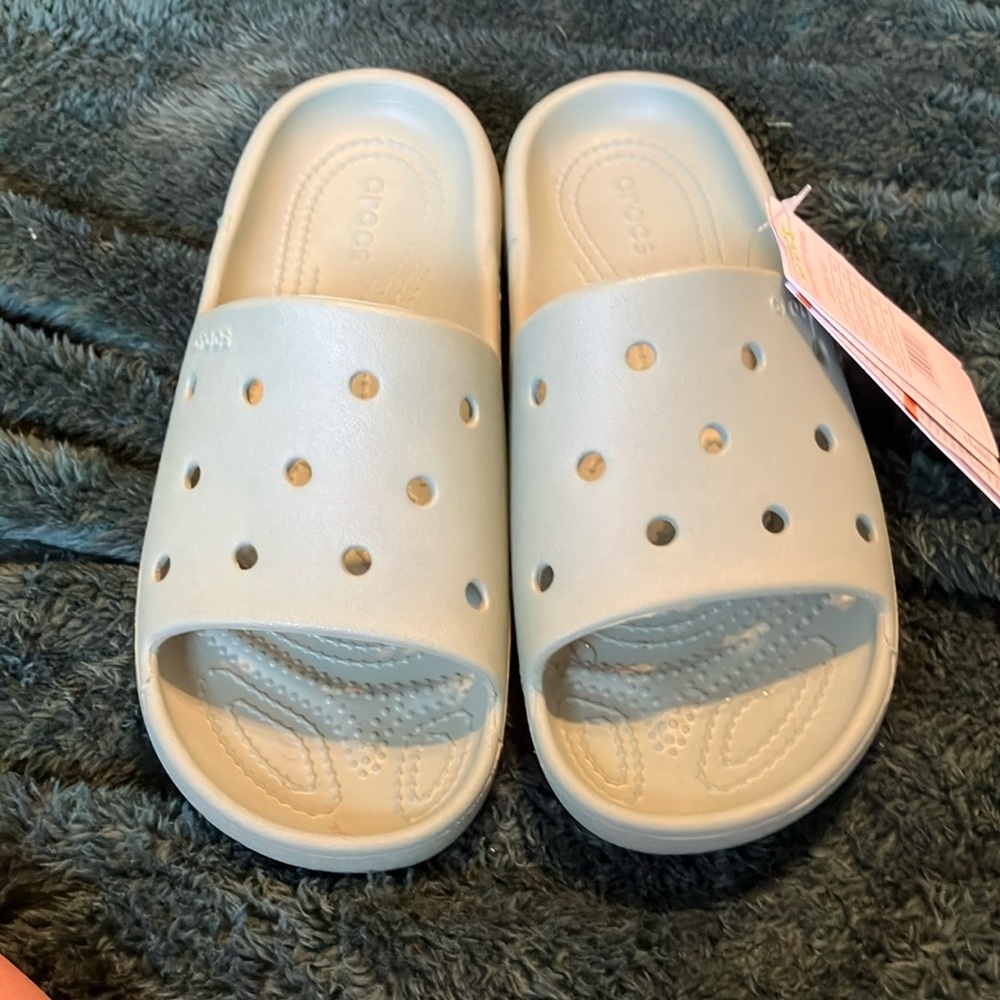 Crocs Sandals Classic Platform Slides light green Women's size 8 mens 6